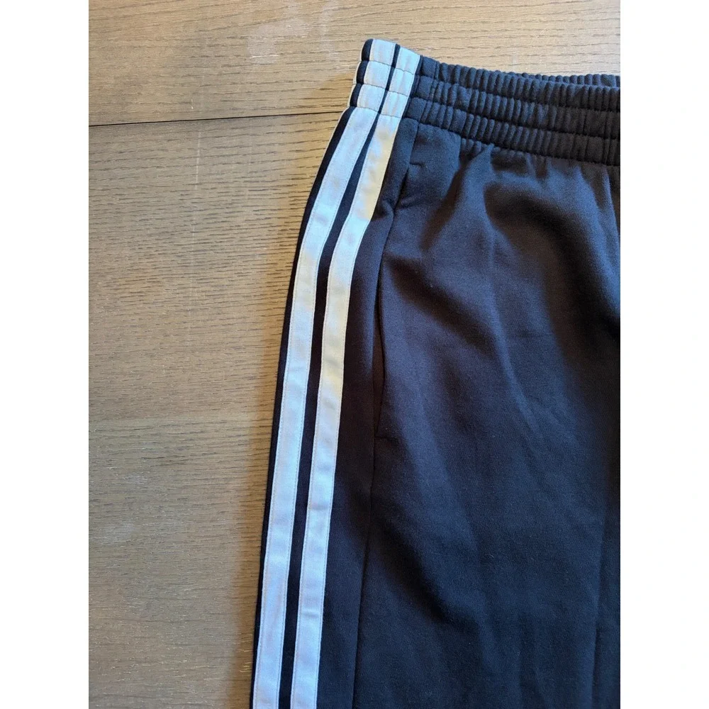 Adidas Mens 3-Stripes Fleece Pants Black White Track Joggers JY9022 L